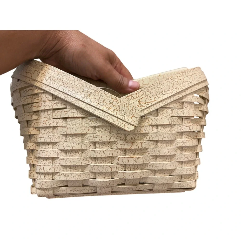 Workshops Gerald E Henn Butterfly Carrier Basket Cream CrackleFinish Signed 1998